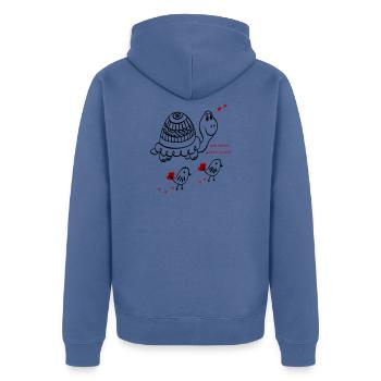 Schildkröte - Unisex Premium Bio Zip Hoodie - Taubenblau - Hinten - Nico (187cm)