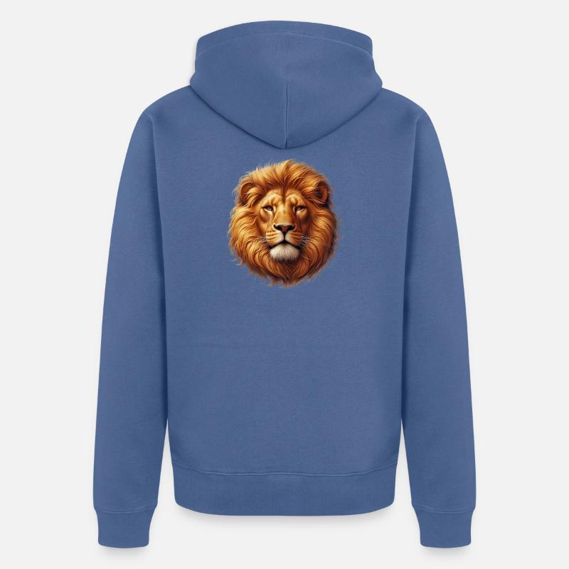 Lion - Veste à capuche bio Premium Unisexe - bleu pigeon