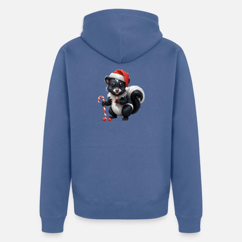 Moufette de Noël sucrée avec canne - Veste à capuche bio Premium Unisexe - bleu pigeon