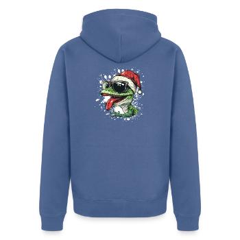 Echse Weihnachten Lustig Gecko - Unisex Premium Bio Zip Hoodie - Taubenblau - Hinten - Nico (187cm)