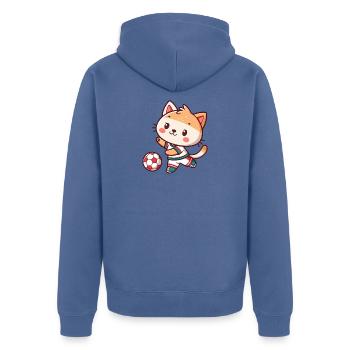 Kitten Beloved Football Player - Unisex Premium Organic Zip Hoodie - stone blue - Back - Nico (187cm)