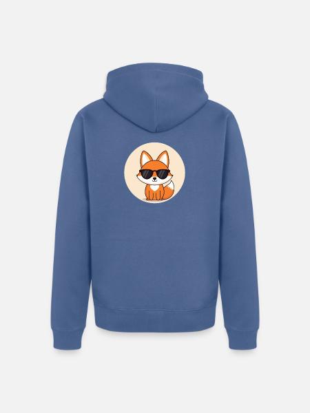 Fuchsabzeichen mit schwarzer Brille - Unisex Premium Bio Zip Hoodie - Taubenblau
