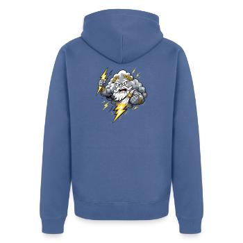 God of Thunder Lightning Cloud Thunderstorm Comic Motif - Unisex Premium Organic Zip Hoodie - stone blue - Back - Nico (187cm)