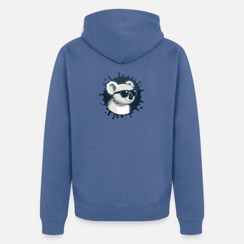 Koala chic lunettes sur splash bleu - Veste à capuche bio Premium Unisexe - bleu pigeon