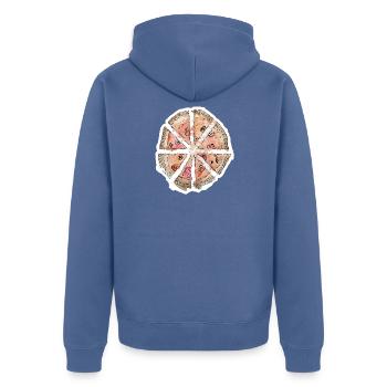Wassergemalte Pizza Segmente - Unisex Premium Bio Zip Hoodie - Taubenblau - Hinten - Nico (187cm)