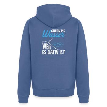 Genitiv Dativ Grammatik - Unisex Premium Bio Zip Hoodie - Taubenblau - Hinten - Nico (187cm)
