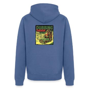 Dub Reggae Weihnachtsmann - Unisex Premium Bio Zip Hoodie - Taubenblau - Hinten - Nico (187cm)