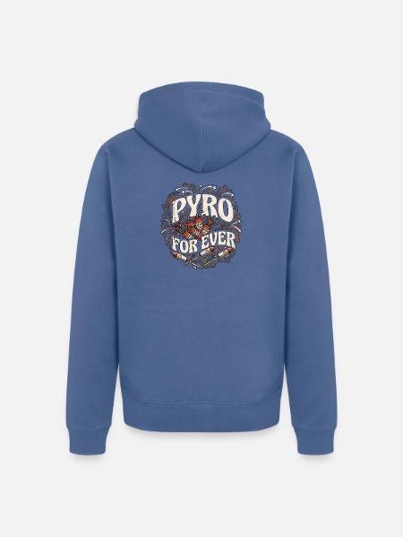 Pyro For Ever Retro - Unisex Premium Bio Zip Hoodie - Taubenblau