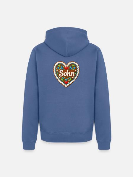 HerzKeks Namenszug Sohn - Unisex Premium Bio Zip Hoodie - Taubenblau