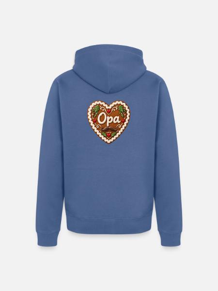 Opa Herz Lebkuchenmotiv - Unisex Premium Bio Zip Hoodie - Taubenblau
