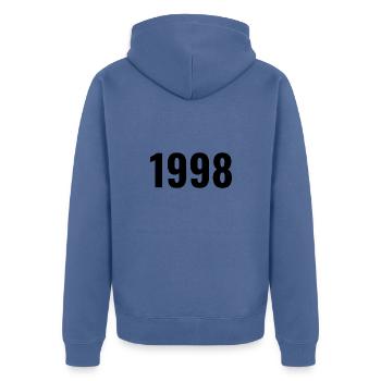 1998 - Unisex Premium Bio Zip Hoodie - Taubenblau - Hinten - Nico (187cm)