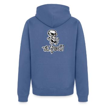 St Pauli Skull Graffiti - Unisex Premium Bio Zip Hoodie - Taubenblau - Hinten - Nico (187cm)