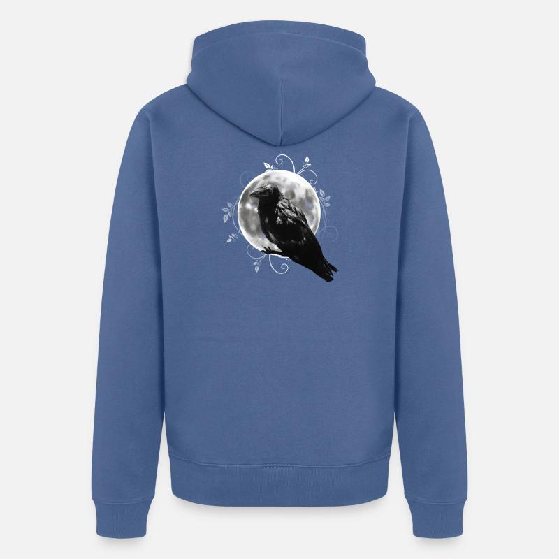 Corbeau lune - Veste à capuche bio Premium Unisexe - bleu pigeon