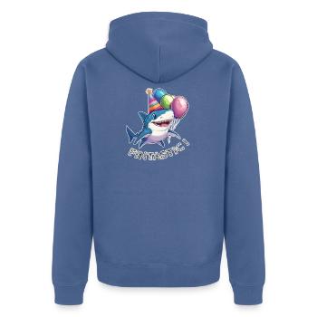 Jaw-some Celebration - Unisex Premium Organic Zip Hoodie - stone blue - Back - Nico (187cm)