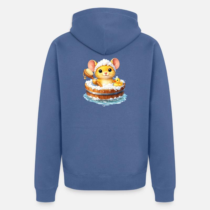 Un bain de souris mignon - Veste à capuche bio Premium Unisexe - bleu pigeon
