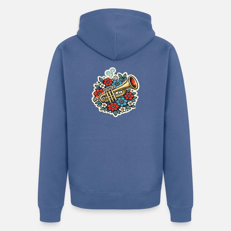 Explosion florale de trompette - Veste à capuche bio Premium Unisexe - bleu pigeon