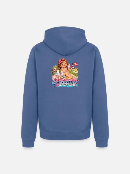Dänemark Düne Mädchen Strandglück - Unisex Premium Bio Zip Hoodie - Taubenblau