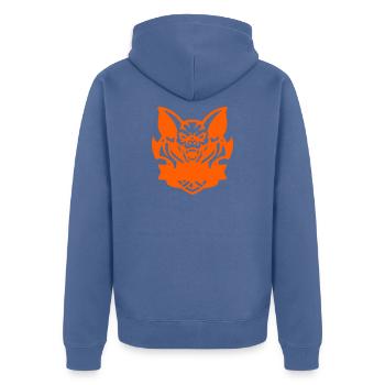 Fledermaus E-Sport Logo - Unisex Premium Bio Zip Hoodie - Taubenblau - Hinten - Nico (187cm)