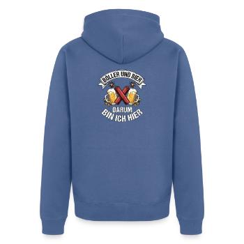 Feuerwerk Böller Und Bier - Unisex Premium Bio Zip Hoodie - Taubenblau - Hinten - Nico (187cm)