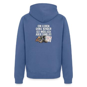 Coole Eltern - Unisex Premium Bio Zip Hoodie - Taubenblau - Hinten - Nico (187cm)