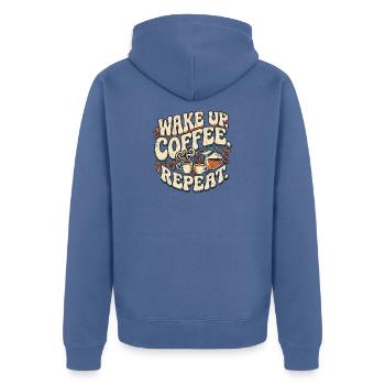 Coffee Retro Vintage - Unisex Premium Bio Zip Hoodie - Taubenblau - Hinten - Nico (187cm)