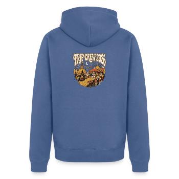 Équipe de voyage 2026 - Veste à capuche bio Premium Unisexe - bleu pigeon - Dos - Nico (187cm)
