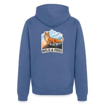 Sauvage et Libre – Fox Mountain - Veste à capuche bio Premium Unisexe - bleu pigeon - Dos - Nico (187cm)