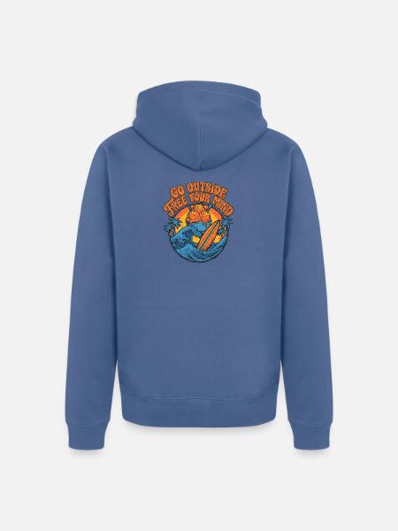Surf Eiscreme Retro - Unisex Premium Bio Zip Hoodie - Taubenblau
