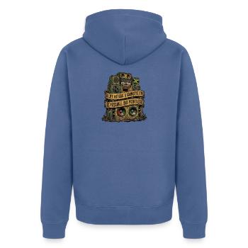 Dub Reggae Soundsystem Lover - Unisex Premium Bio Zip Hoodie - Taubenblau - Hinten - Nico (187cm)