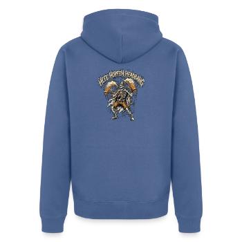 Hefe Hopfen Headbang Metal - Unisex Premium Bio Zip Hoodie - Taubenblau - Hinten - Nico (187cm)