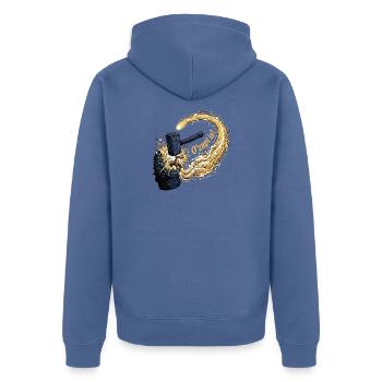 Bier Bierzelt Bayern Biergarten - Unisex Premium Bio Zip Hoodie - Taubenblau - Hinten - Nico (187cm)