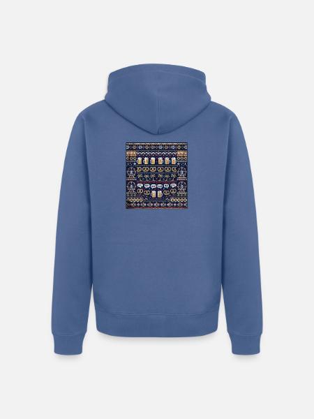 Biergarten Bayern Strickdesign - Unisex Premium Bio Zip Hoodie - Taubenblau