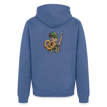 Lustiger Bayern Brezel Ritter - Unisex Premium Bio Zip Hoodie - Taubenblau - Hinten - Nico (187cm)