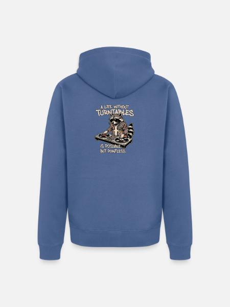 Waschbär Turntable Dj - Unisex Premium Bio Zip Hoodie - Taubenblau