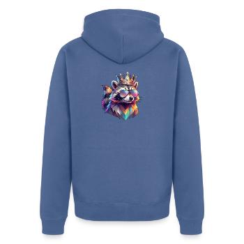 Poly Art König der Waschbären - Unisex Premium Bio Zip Hoodie - Taubenblau - Hinten - Nico (187cm)