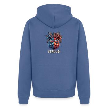 Poly Art Servus Bier Wildschwein - Unisex Premium Bio Zip Hoodie - Taubenblau - Hinten - Nico (187cm)
