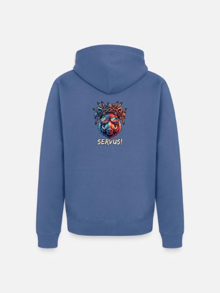 Poly Art Servus Bier Wildschwein - Unisex Premium Bio Zip Hoodie - Taubenblau