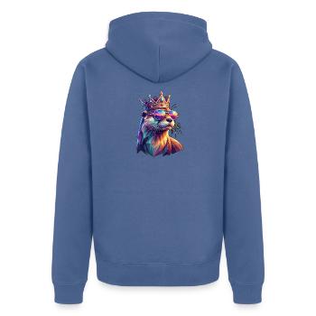 Poly Art Otter - Unisex Premium Bio Zip Hoodie - Taubenblau - Hinten - Nico (187cm)