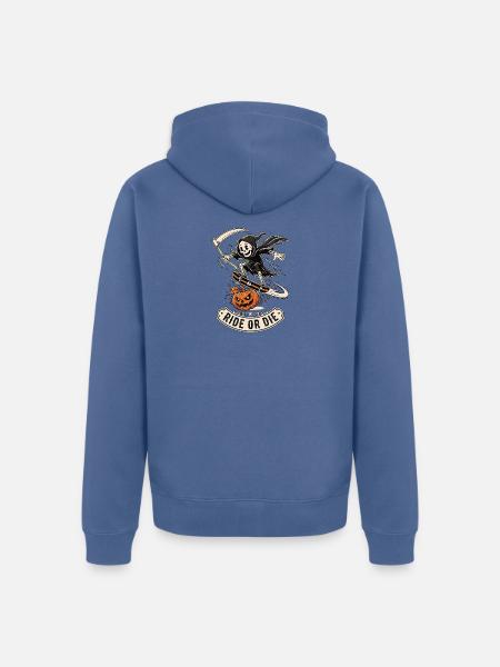 Skelett Skateboard Halloween - Unisex Premium Bio Zip Hoodie - Taubenblau