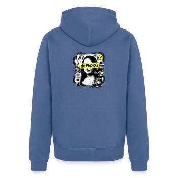 Die Mona Lisa Fatcap Marker - Unisex Premium Bio Zip Hoodie - Taubenblau - Hinten - Nico (187cm)