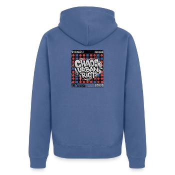 Raster Throw up Graffiti - Unisex Premium Bio Zip Hoodie - Taubenblau - Hinten - Nico (187cm)