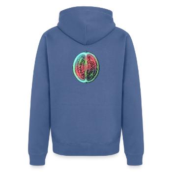 Röntgen Wassermelone - Unisex Premium Bio Zip Hoodie - Taubenblau - Hinten - Nico (187cm)