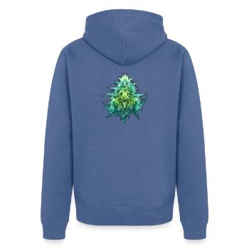 Röntgen Cannabis Blüte - Unisex Premium Bio Zip Hoodie - Taubenblau - Hinten - Nico (187cm)