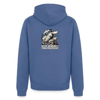 Echte Milch Rohmilch - Unisex Premium Bio Zip Hoodie - Taubenblau - Hinten - Nico (187cm)