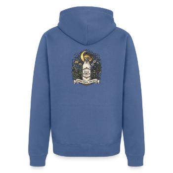 Roh Milch Natur Nahrung - Unisex Premium Bio Zip Hoodie - Taubenblau - Hinten - Nico (187cm)