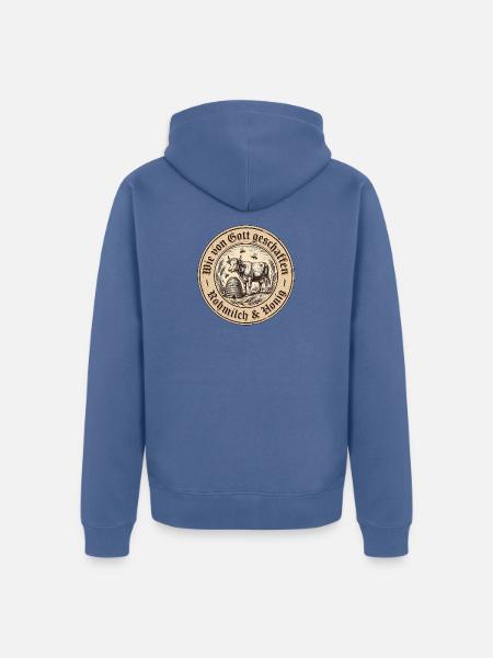 Rohmilch Roh Honig Gottesnahrung - Unisex Premium Bio Zip Hoodie - Taubenblau