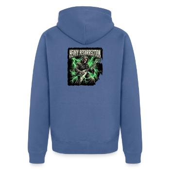 Heavy Resurrection - Unisex Premium Bio Zip Hoodie - Taubenblau - Hinten - Nico (187cm)