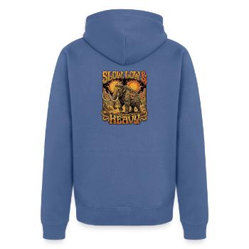 Metal Mammut Death Metal Rock - Unisex Premium Bio Zip Hoodie - Taubenblau - Hinten - Nico (187cm)