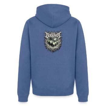 Black Metal Forest - Unisex Premium Bio Zip Hoodie - Taubenblau - Hinten - Nico (187cm)