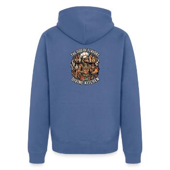 Chefkoch am Herd - Unisex Premium Bio Zip Hoodie - Taubenblau - Hinten - Nico (187cm)